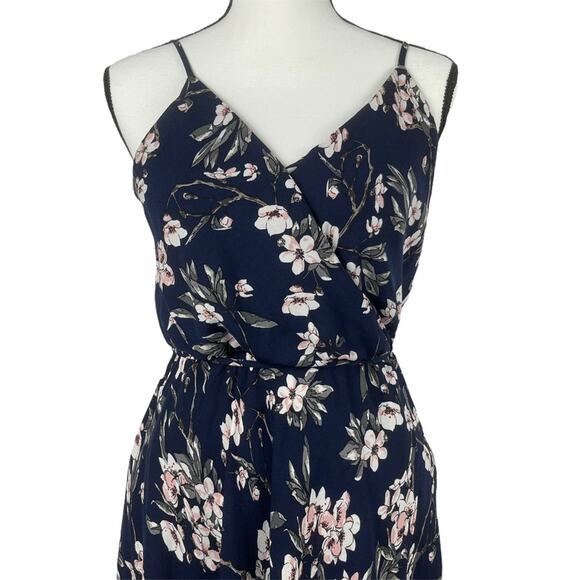 Aqua Blue w/ Pink Floral Faux Wrap Maxi Dress - Medium - Picture 4 of 16